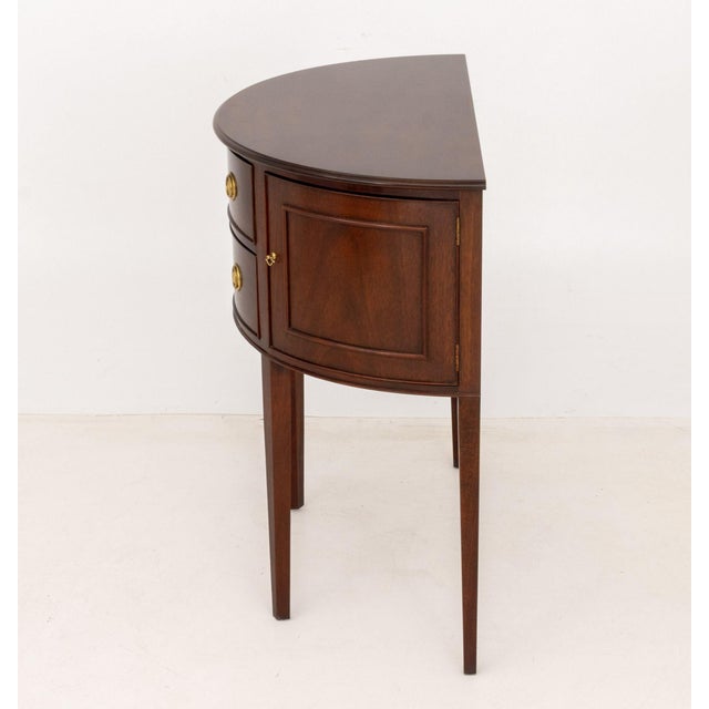 Wood Baker Furniture Mahogany Demilune Console Table For Sale - Image 7 of 8