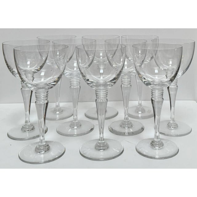 Set of 8 St. Louis French Crystal White Wine Goblets - Grand Lieu.
