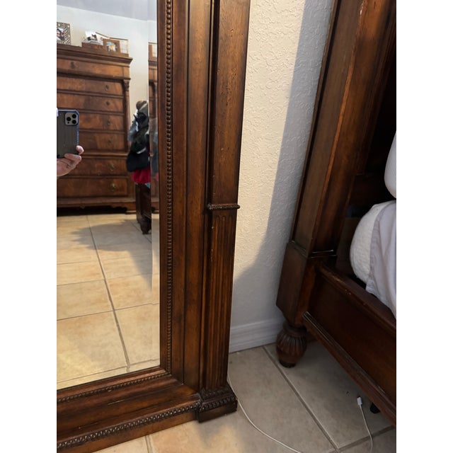 Antique Style Trumeau Mantel Mirror From the 19th Century Mahogany Wood With Carved Ornate Details For Sale In Tampa - Image 6 of 10