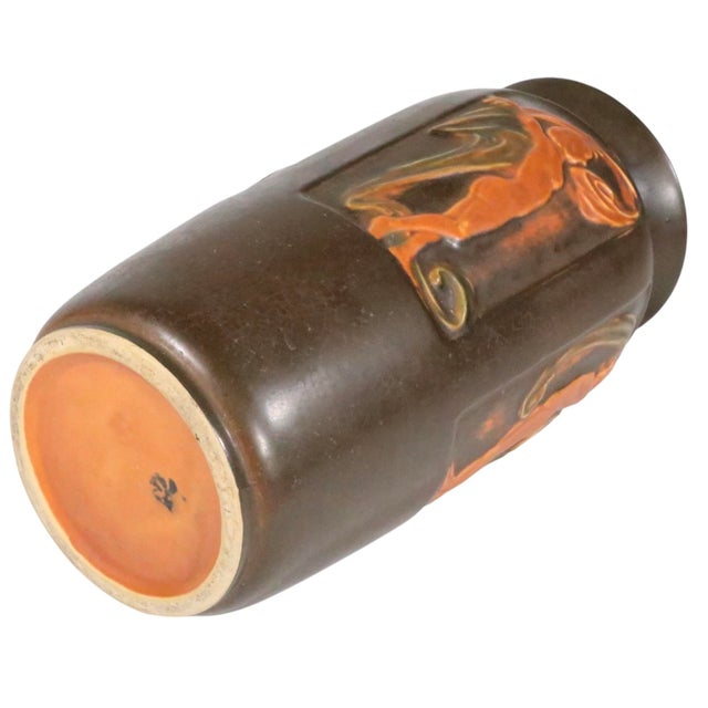 Art Deco Roseville Pottery Rosecraft Panel Art Deco Vase C. 1920-26 For Sale - Image 3 of 12