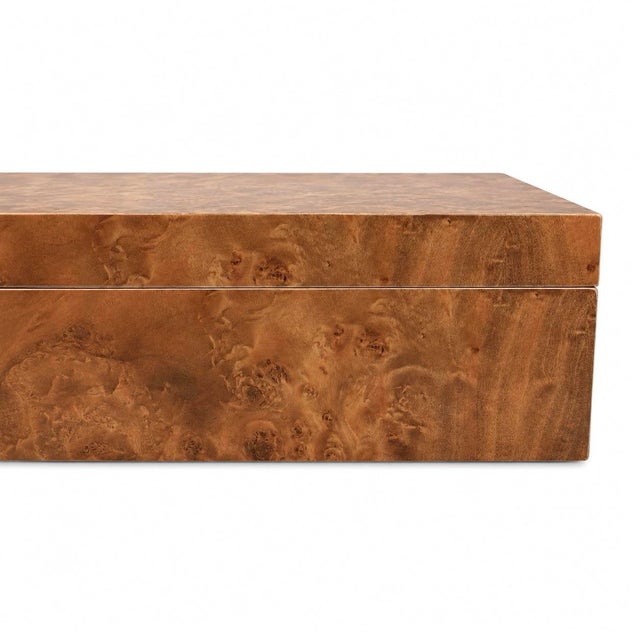 Large Honey Burlwood Glossy Veneer Decorative Box For Sale - Image 4 of 6