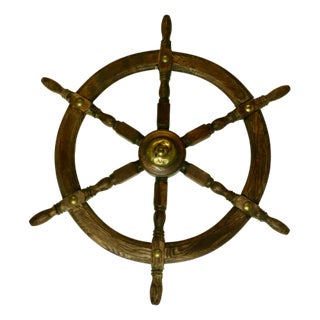 Early 20th Century Oak Ships Wheel, 1890s For Sale