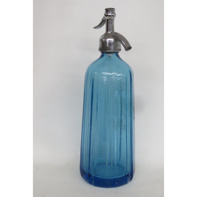 Larocco Bros Blue Glass Seltzer Bottle 26 Oz Middletown Ny Made in Czech 4822b For Sale - Image 17 of 18