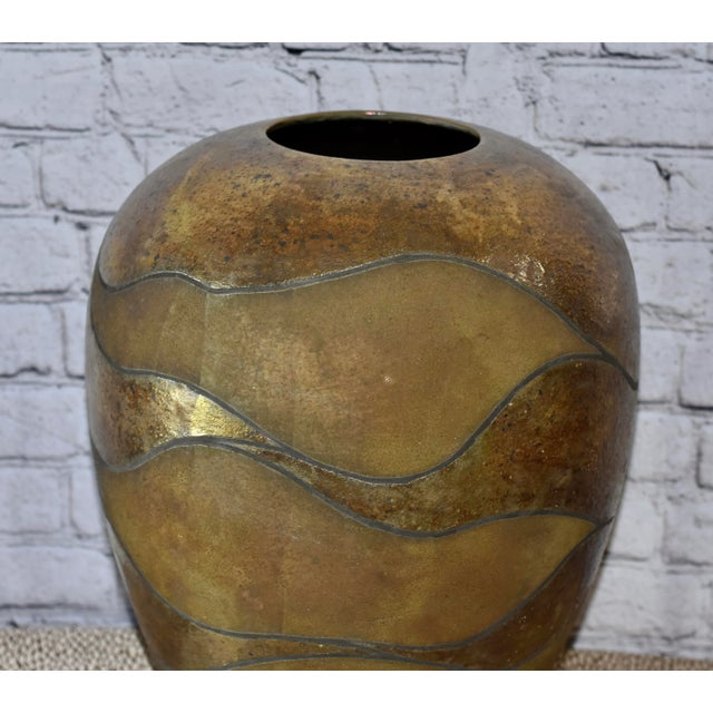 Ceramic 1980s Tony Evans Raku Studio Large Pottery Vase For Sale - Image 7 of 10