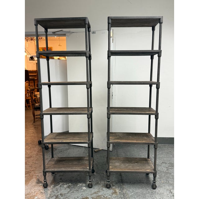 Design Plus Gallery presents a Pair of Dutch Industrial Narrow Single Shelving Units by Luay Al-Rawi for Restoration...