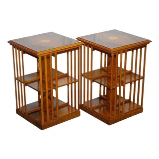 Sheraton Revival Burr Walnut Bookcases, Set of 2 For Sale