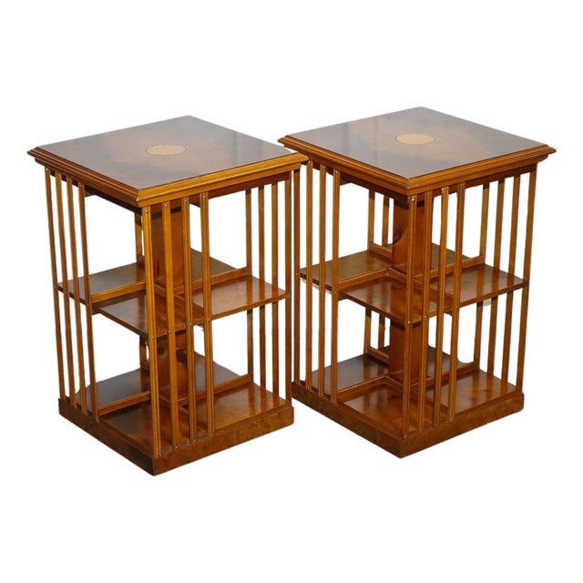 Sheraton Revival Burr Walnut Bookcases, Set of 2 For Sale