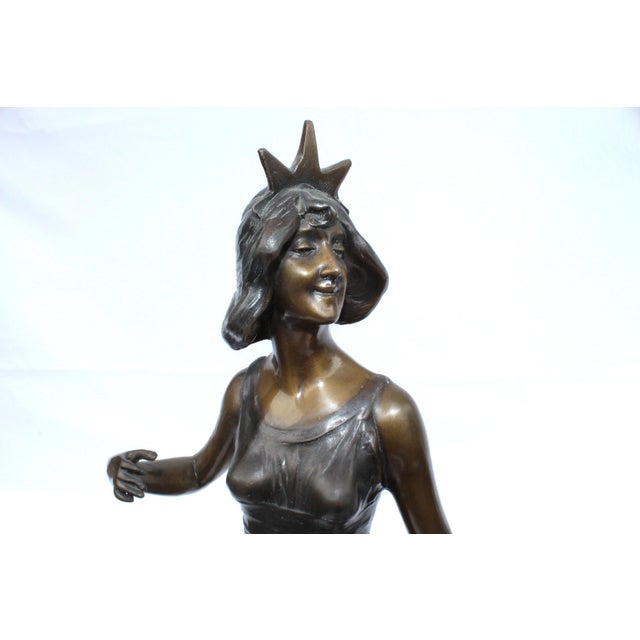 1990s Mid Century Modern/Art Nouveau Bronze pair Lady Figurines For Sale - Image 16 of 16
