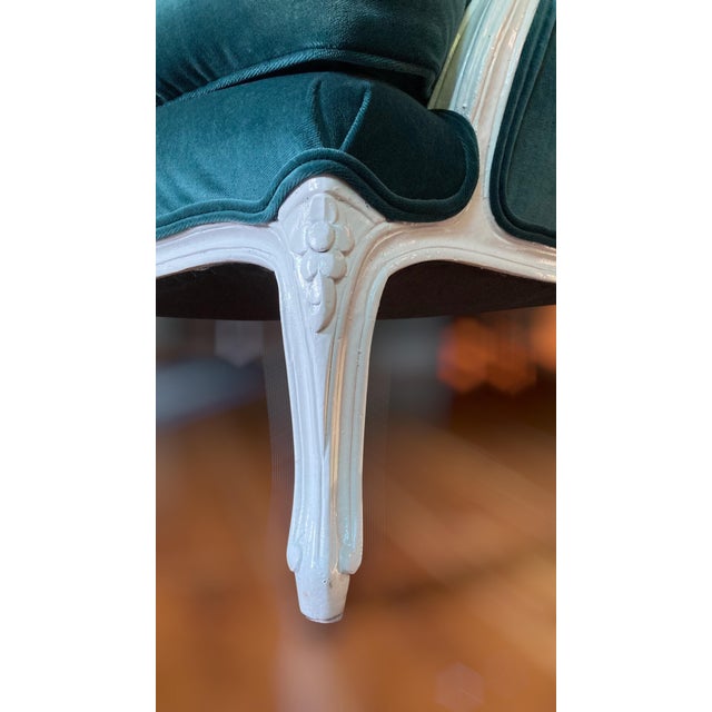 Mid-20th Century French Provincial Wingback Chair in Kravet Peacock Blue Velvet For Sale - Image 13 of 18