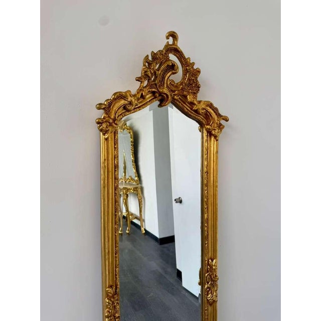 2010s Rococo Gold Floor Mirror – Romantic Ornate Statement Piece For Sale - Image 5 of 12