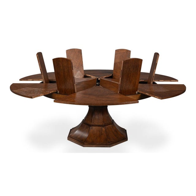 Wood Warm Brown Oak Expanding Dining Table - 85 1/2" For Sale - Image 7 of 13