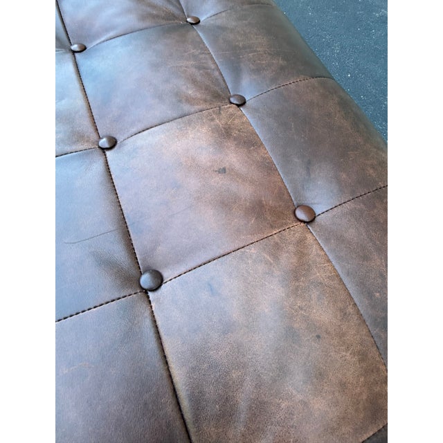 Animal Skin Lee Industries Tufted Square Cocktail Ottoman For Sale - Image 7 of 12