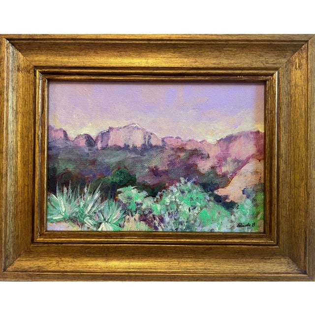 2020s Contemporary Big Bend Landscape Painting Original Framed 5x7 Southwest Desert Art For Sale - Image 5 of 6