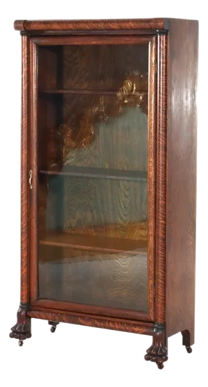 Arts & Crafts Oak Single Door Clawfoot Bookcase With Reeded Columns C1920