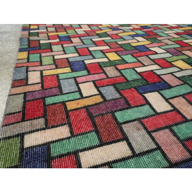 Mid 20th Century Galerie Shabab Collection Colorful and Modern Mid-20th Century Handmade Turkish Anatolian Accent Rug For Sale - Image 5 of 10