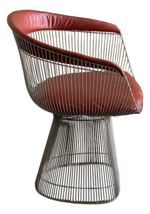 Warren Platner for Knoll Chrome Wire and Leather Occasional Chair