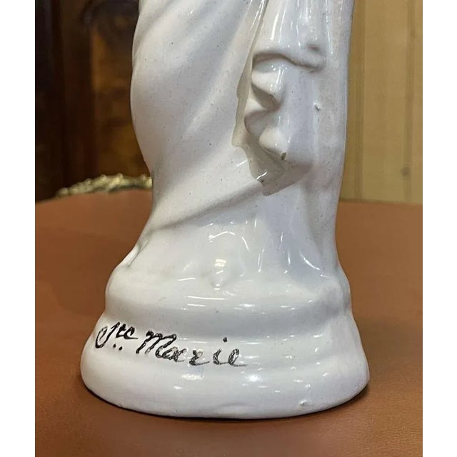 White Earthenware Saint Mary Figure, 1900s For Sale - Image 4 of 10
