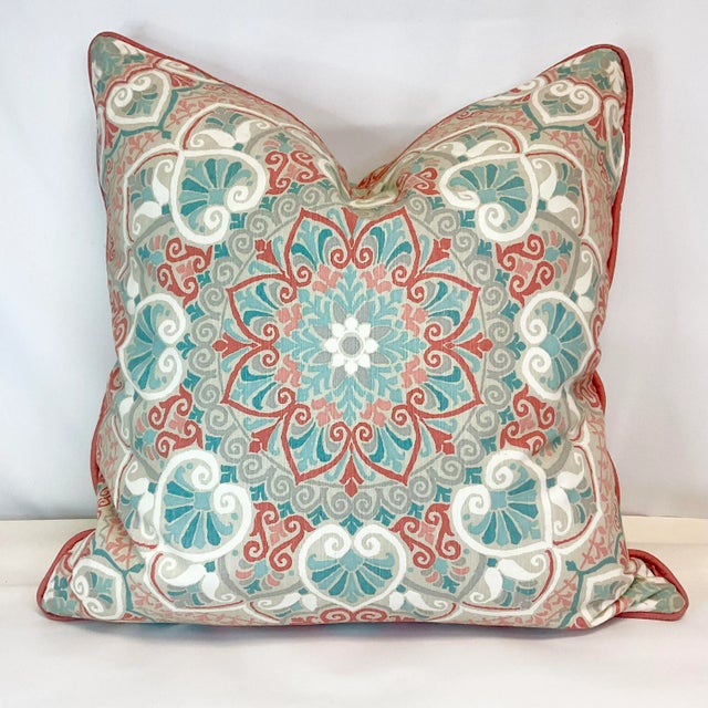 Moroccan Vintage Coastal Mediterranean Cotton Decorative Pillow, Feather Down Insert, Indoor/Outdoor For Sale - Image 3 of 7