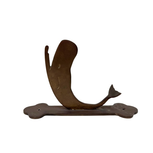 American Midcentury Brass Whale Wall Hook For Sale - Image 3 of 3