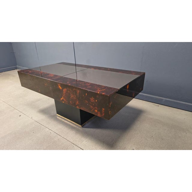1970s Vintage Hidden Bar Coffee Table with Miror by Eric Maville and Jean Claude Mahey, 1970s For Sale - Image 5 of 10