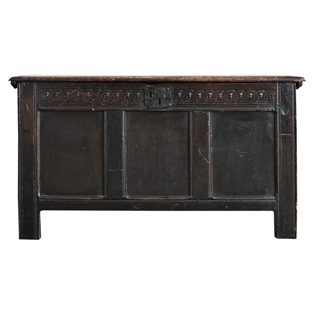 Baroque French 19th Century or Earlier Carved Oak Coffer For Sale - Image 3 of 11