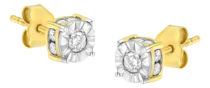 10K Yellow Gold Plated Sterling Silver 1/2 Cttw Miracle Set Diamond Stud Earring (J-K Color, I2-I3 Clarity) - 2 Pieces