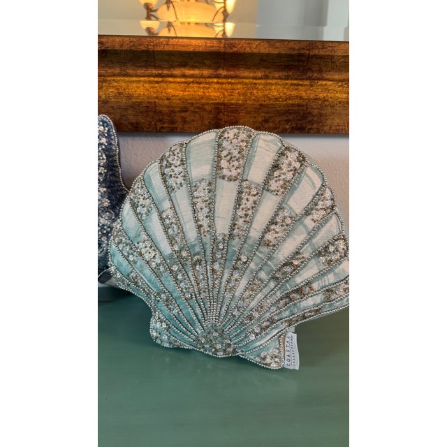 Beaded Seashell and Starfish Pillows, Set of 2 For Sale - Image 15 of 15