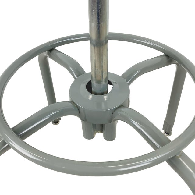 Industrial Vintage Industrial Adjustable Drafting Stool With Backrest and Footrest For Sale - Image 3 of 18