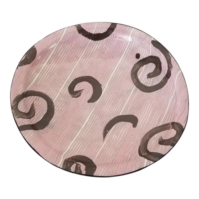 1980s A. Reebes Postmodern Hand-Painted Decorative Ceramic Low Bowl For Sale