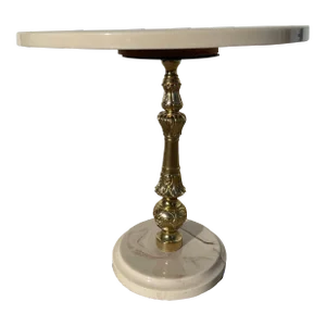 Vintage Hollywood Regency Travertine Side Table