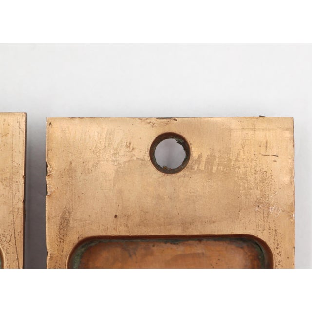 Metal Antique Brass Pocket Double Door Set For Sale - Image 7 of 8