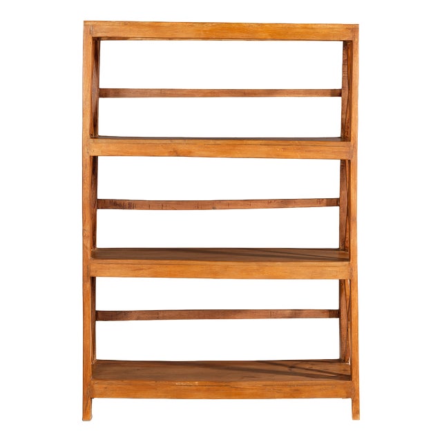 Vintage Indian Cross Brace Bookshelf, 1970s For Sale