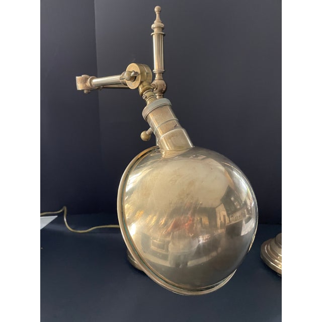 Pair of Adjustable Brass Table Library Lamps | Chairish