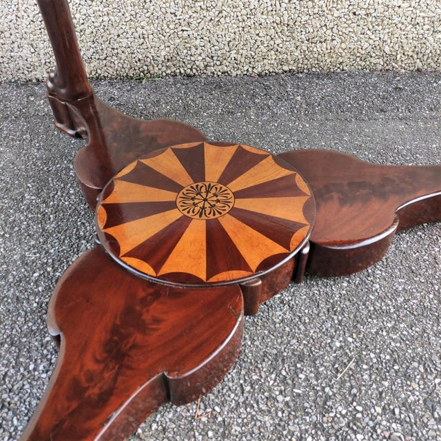 Antique Sicilian Empire Inlaid Wooden Table with Grey Marble Top For Sale - Image 5 of 8