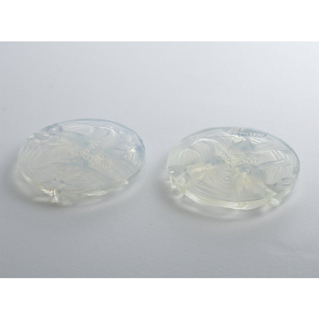Verlys France Art Deco Opalescent Glass Wine Coasters with Fish Decor, 2 pieces For Sale - Image 9 of 16