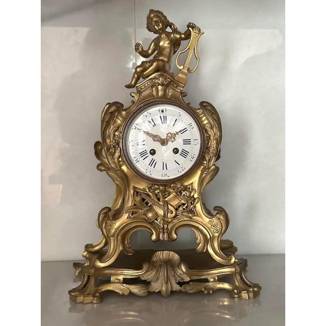 19th Century French Louis XVI Ormolu Bronze Table / Mantle Clock With Putty For Sale - Image 12 of 12