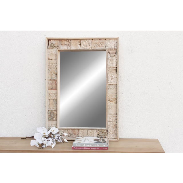 Contemporary 34" Reclaimed Carved Patch Work Mirror For Sale - Image 3 of 8