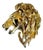Vintage Lion's Head Gold Tone Brooch With Rhinestone Eye For Sale