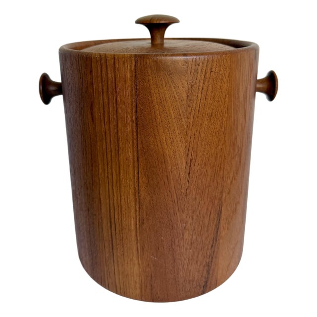 Vintage Mid-Century Danish Modern Teak Ice Bucket With Lid & Liner For Sale