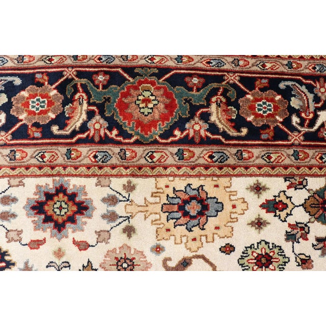 White All Over Pattern Reproduction Sultanabad-Mahal Design in Ivory Background and Jewel Colors For Sale - Image 8 of 12
