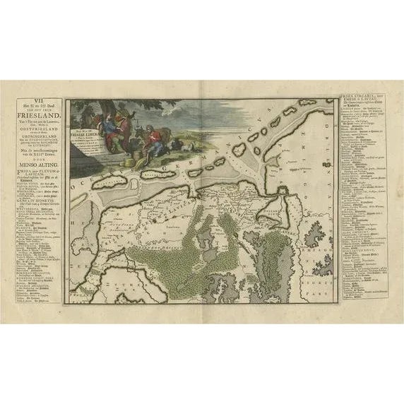 Early 18th Century Antique Map of Friesland After the Floods, 1718 For Sale - Image 5 of 5