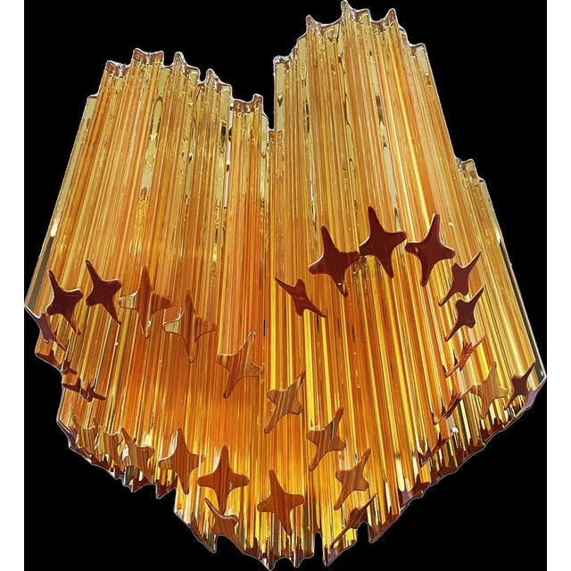 Modern Quadriedri Glass Chandelier with 60 Amber Prism Quadriedri, 1990s For Sale - Image 15 of 18