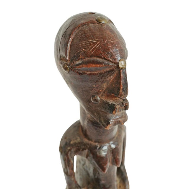 Brown Vintage Songye Carved Wood Female Figure For Sale - Image 8 of 13