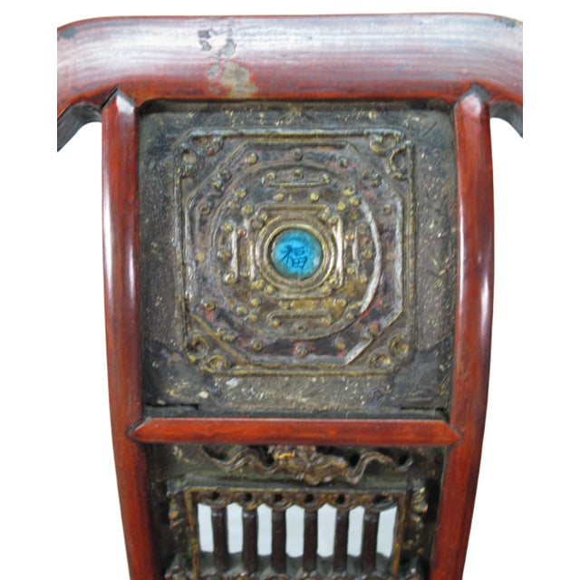 Auburn Pair Antique Chinese Blue Eye Side Chairs For Sale - Image 8 of 12