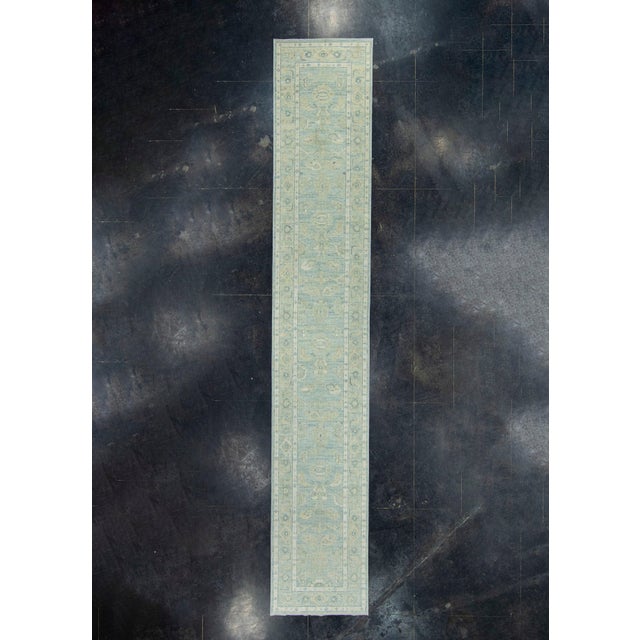 Blue Turkish Oushak Runner Rug 2'9" x 16'3" #17818 For Sale - Image 8 of 8