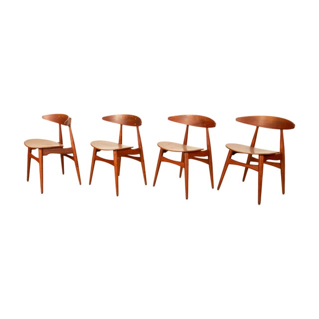 1960s Hans J. Wegner Ch-33 Danish Teak Chairs for Carl Hansen & Søn- Set of 4 For Sale - Image 11 of 12