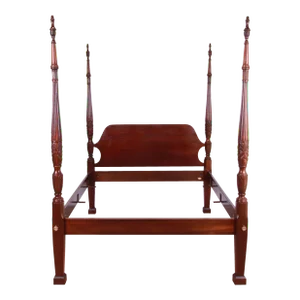 Councill Furniture Georgian Carved Mahogany Queen Size Poster Bed