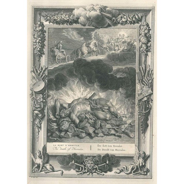 La mort d'Hercule is an original black and white etching on wire rod paper, representing the death of Hercules, realized...