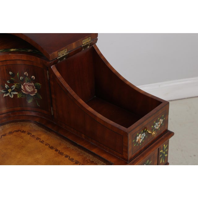 Brown Maitland Smith Adams Style Paint Decorated Mahogany Carlton House Desk For Sale - Image 8 of 18