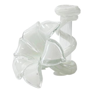 Vintage Blown Glass Murano Style Flower Bud Vase For Sale